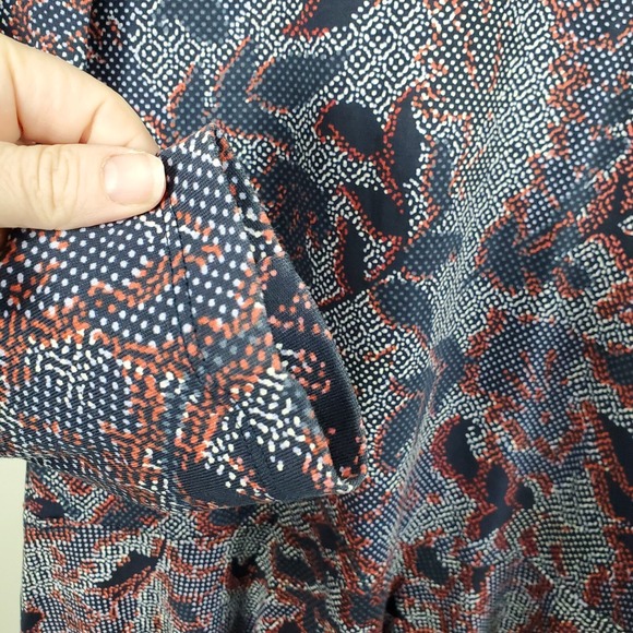 Tory Burch Dahlia Dress Size M Long Sleeve Navy Floral Drop Waist Pima Cotton - Picture 7 of 11